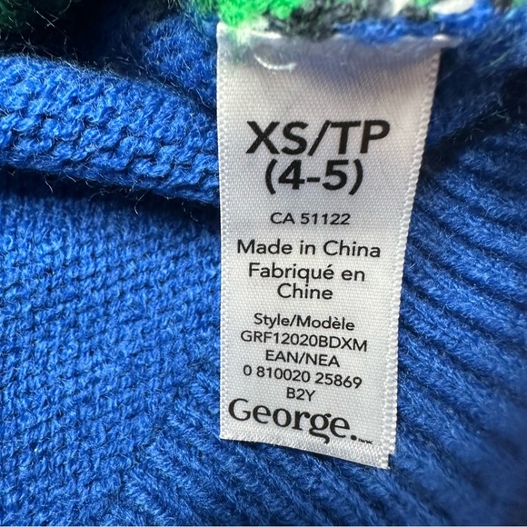 George Merry T-Rex Mas Sweater Blue Size 5T - Picture 7 of 16